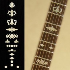 Sticker guitare touche vieux banjo blanc abalone