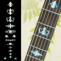 Sticker guitare touche vieux banjo bleu abalone