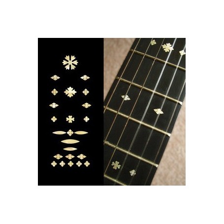 Sticker guitare touche vintage flocons vieux blanc pearl