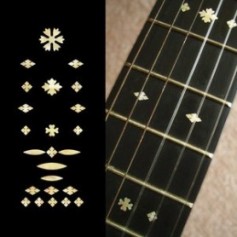 Sticker guitare touche vintage flocons vieux blanc pearl