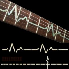Sticker guitare touche rythme cardiaque blanc abalone