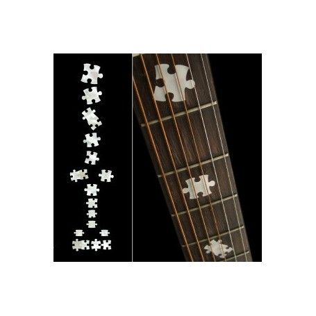 Sticker guitare touche pièces puzzle blanc abalone