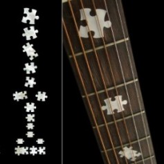 Sticker guitare touche pièces puzzle blanc abalone