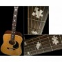 Sticker guitare touche pièces puzzle blanc abalone