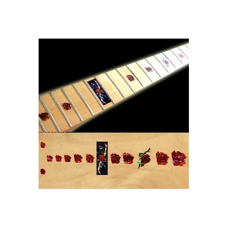 Sticker guitare touche rose rouge abalone