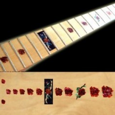 Sticker guitare touche rose rouge abalone
