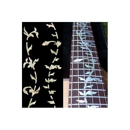 Sticker guitare touche végétal blanc abalone