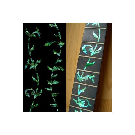 Sticker guitare touche végétal vert abalone