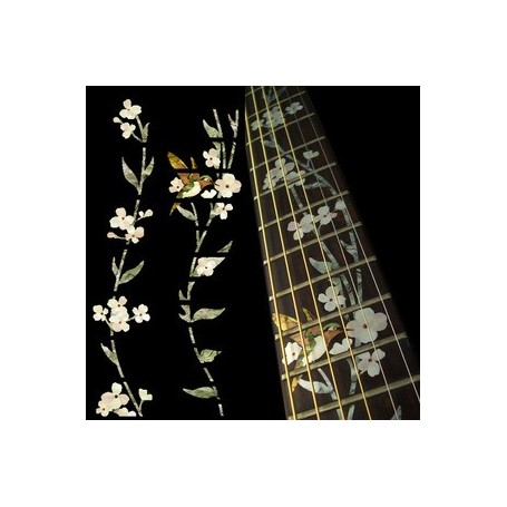 Sticker guitare touche végétal fleur & oiseau