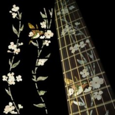 Sticker guitare touche végétal fleur & oiseau