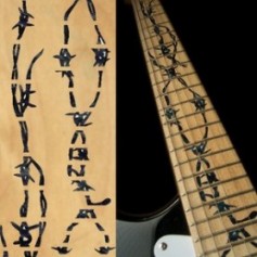 Sticker guitare touche fil barbelé noir pearl