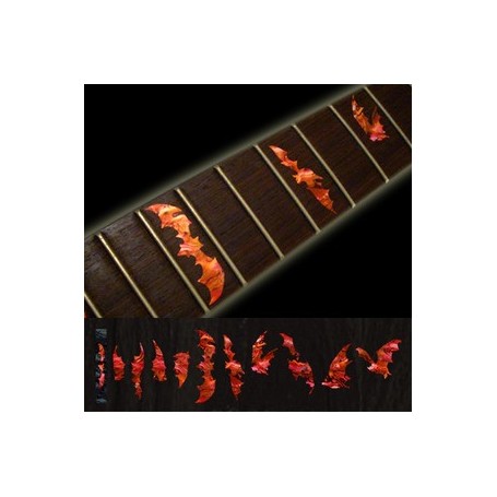 Sticker guitare touche chauve souris rouge abalone