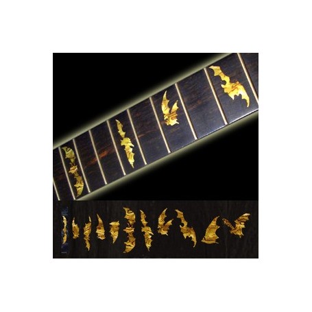 Sticker guitare touche chauve souris jaune abalone