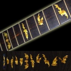 Sticker guitare touche chauve souris jaune abalone