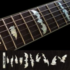 Sticker guitare touche chauve souris blanc abalone