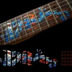 Sticker guitare touche dragon bleu abalone