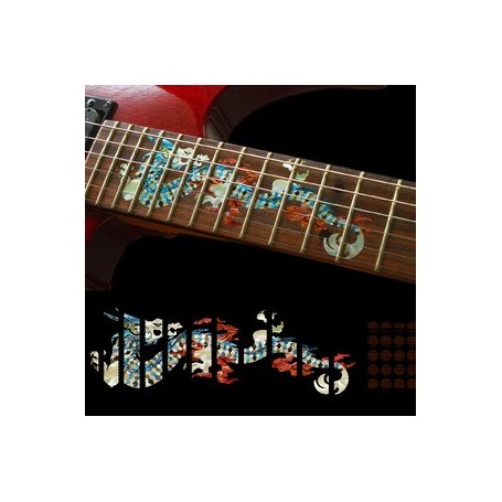 Sticker guitare touche dragon blanc abalone