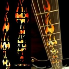 Sticker guitare touche flammes