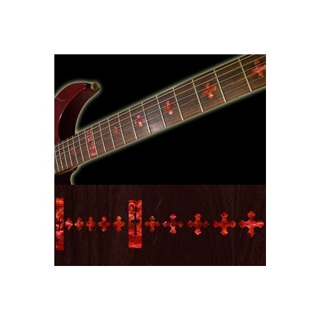 Sticker guitare touche croix rouge abalone