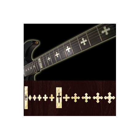 Sticker guitare touche croix blanc abalone