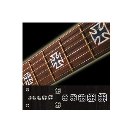 Sticker guitare touche croix de fer noir pearl