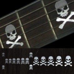 Sticker guitare touche tête de mort lateral metal