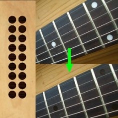 Sticker guitare touche 1/4" dots rosewood