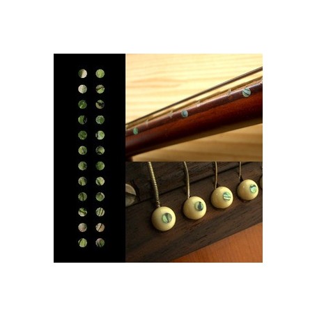 Sticker guitare touche petits dots 1/8" vert abalone