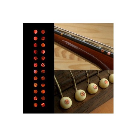 Sticker guitare touche petits dots 1/8" rouge abalone