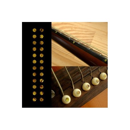 Sticker guitare touche petits dots 1/8" jaune abalone