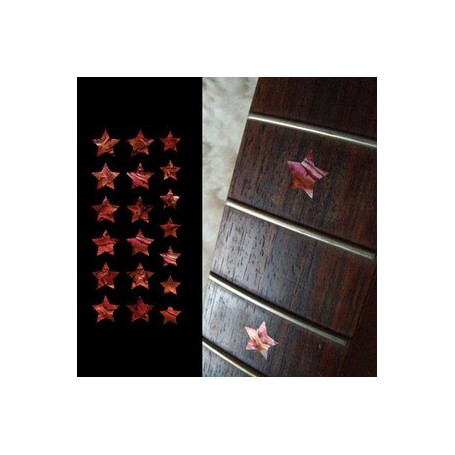 Sticker guitare touche étoiles rouge abalone
