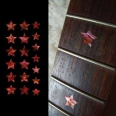 Sticker guitare touche étoiles rouge abalone