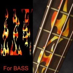 Sticker guitare touche flammes basse