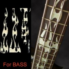 Sticker guitare touche flammes blanc abalone basse