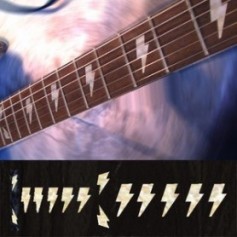 Sticker guitare signature eclairs AC DC® blanc abalone