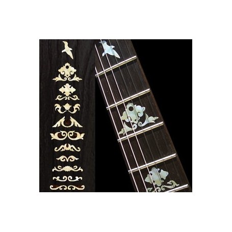 Sticker guitare signature touche Jerry Garcia wolf blanc abalone