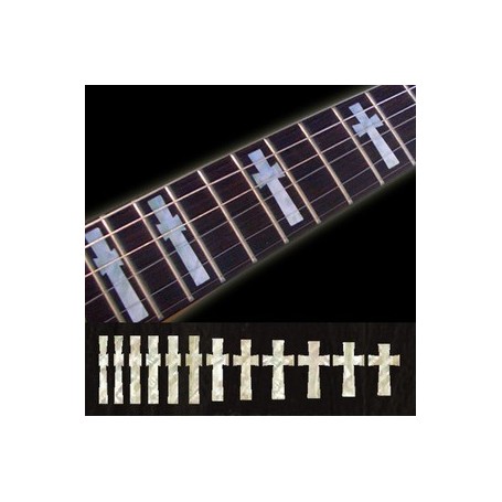 Sticker guitare signature Iommi croix blanc abalone SG