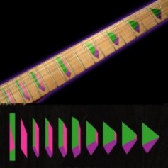 Sticker guitare signature pyramide vert mauve rose