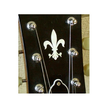 Sticker tête guitare fleur de lys blanc abalone