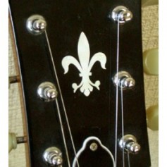 Sticker tête guitare fleur de lys blanc abalone