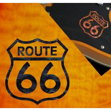 Petit sticker guitare route 66 noir pearl