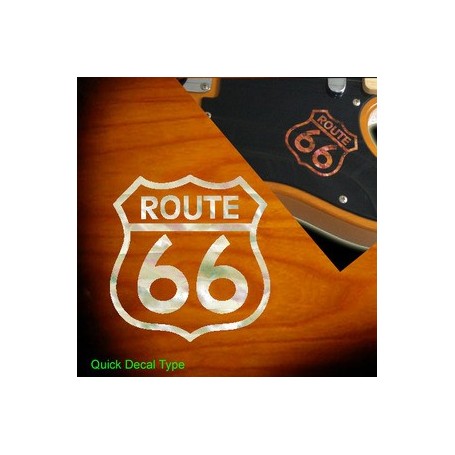 Petit sticker guitare route 66 blanc pearl