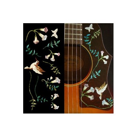 Grand sticker guitare assortiment Hummingbird bois