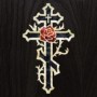 Grand sticker guitare croix & rose noir pearl