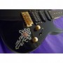 Grand sticker guitare croix & rose noir pearl