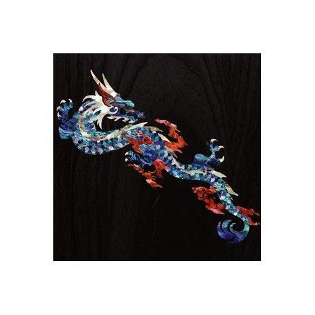 Grand Sticker Guitare Dragon Feu Bleu Abalone