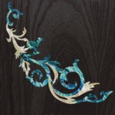 Grand sticker guitare decor gothique bleu abalone
