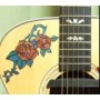 Grand sticker guitare rose rouge abalone