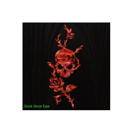 Grand sticker guitare rose & tête de mort rouge abalone