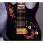 Grand sticker guitare rose & tête de mort rouge abalone